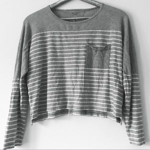 Madewell Effortless Heather Gray Striped Tee Med